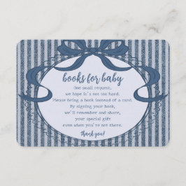 Cartão De Informações Livros para Bebê Denim Coquette Bow Blue Jean Baby