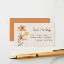 Cartão De Informações Livros para Bebê em Chá de Bebê de Flores Silvestr