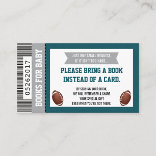 Cartão De Informações Livros Para Bebê, Esporte, Chá de fraldas De Futeb