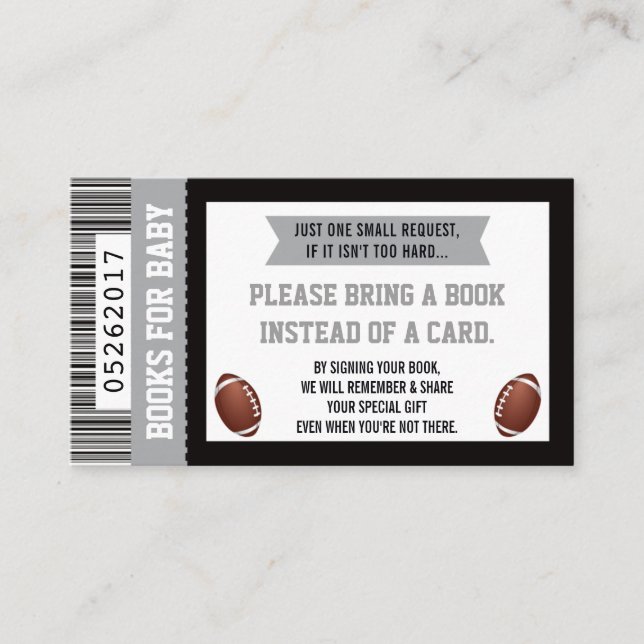 Cartão De Informações Livros Para Bebê, Esporte, Chá de fraldas De Futeb (Frente)