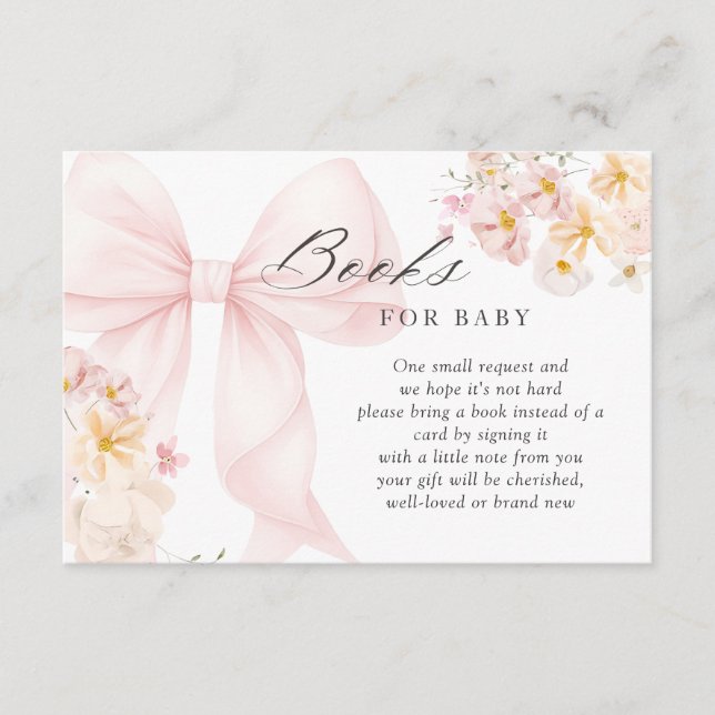 Cartão De Informações Livros para Bebê Festa de Bebê Rosa Baby in Bloom (Frente)