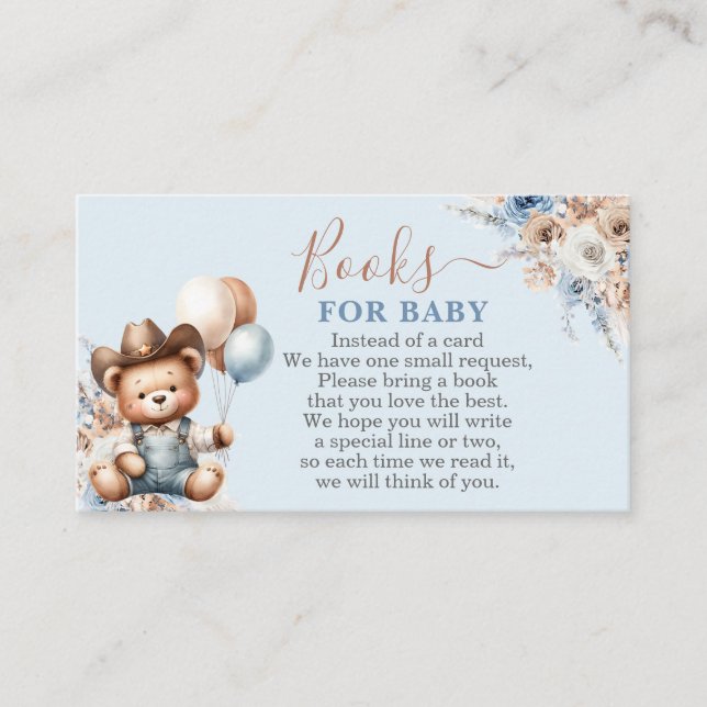 Cartão De Informações Livros para Bebê-Menino (Frente)