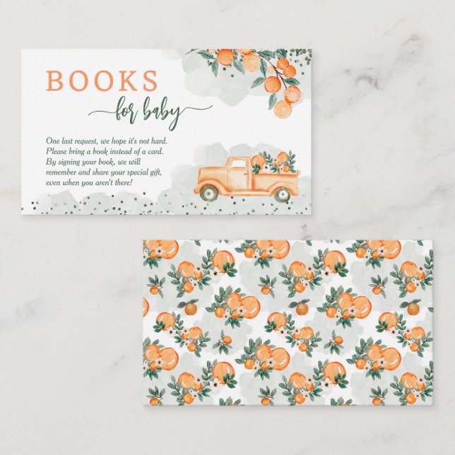 Cartão De Informações Livros para Bebê no Chá de Bebê Little Cutie (Frente/Verso)