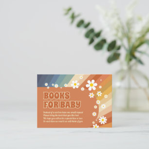 Cartão De Informações Livros Para Bebê Retro Rainbow Hippie Daisy
