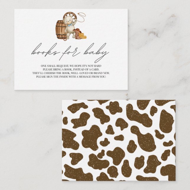 Cartão De Informações Livros para Bebê Rustic Cute Cowboy Selvagem Ocide (Frente/Verso)