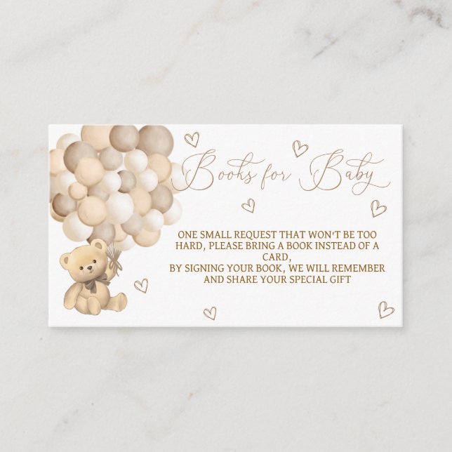 Cartão De Informações Livros Para Bebê Teddy Bear Bear (Frente)