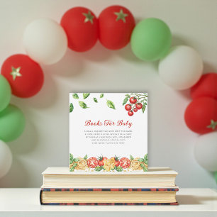Cartão De Informações Livros para Bebê Tema Comida Italiana para Chá de