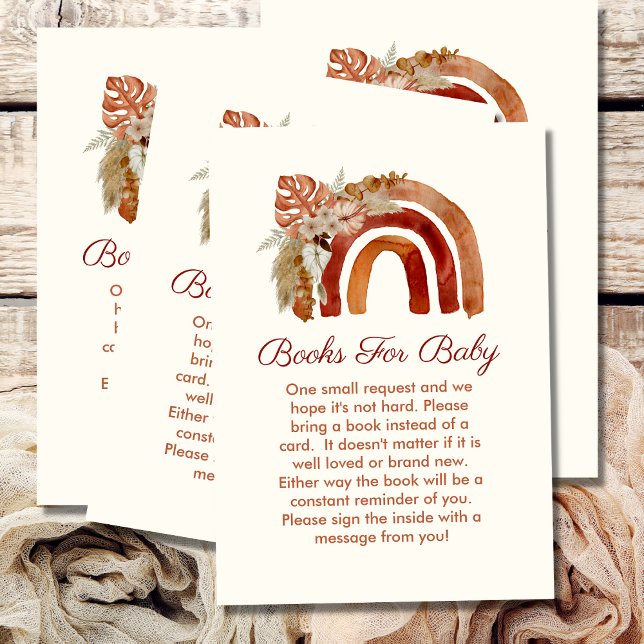 Cartão De Informações Livros Para Bebê Terracotta Boho Rainbow Tropical (Criador carregado)