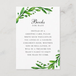 Cartão De Informações Livros para bebê. Traga um pedido de livro. Verdur