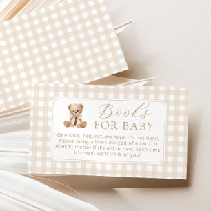 Cartão De Informações Livros para bebê urso Teddy Gingham neutro