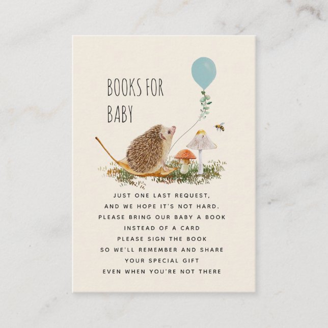 Cartão De Informações Livros Para Bebês Cogumelos Hedgehog Balloon Boy (Frente)