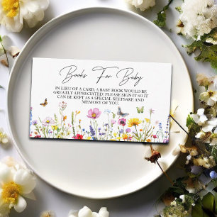 Cartão De Informações Livros para Bebês Flores Selvagens Chá de fraldas 