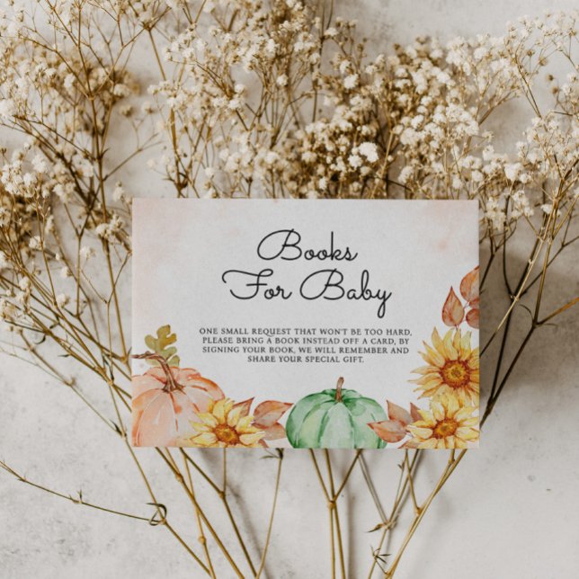 Cartão De Informações Livros Para Bebês Pumpkins Chá de fraldas De Giras (Criador carregado)