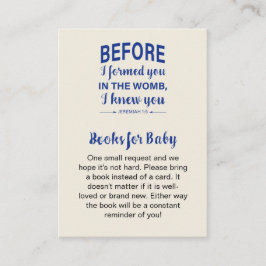 Cartão De Informações Livros para Bíblia de bebê Verso Chá de fraldas Az