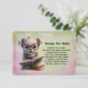 Cartão De Informações Livros para Cachorrinho Fofo Bebê Lendo um Livro