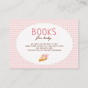Cartão De Informações Livros para chá de bebê Cutie Pie Pink gingham