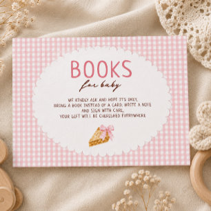 Cartão De Informações Livros para chá de bebê Cutie Pie Pink gingham