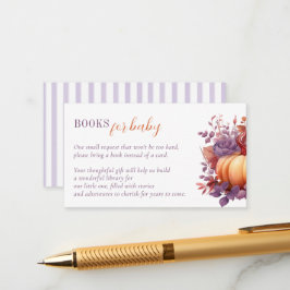 Cartão De Informações Livros para Chá de fraldas de Abóbora de Aquarela 