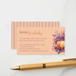 Cartão De Informações Livros para Chá de fraldas de Abóbora de Bebê