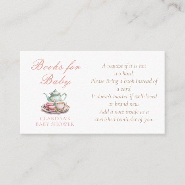 Cartão De Informações Livros para Chá de fraldas de Aquarela Bebê (Frente)