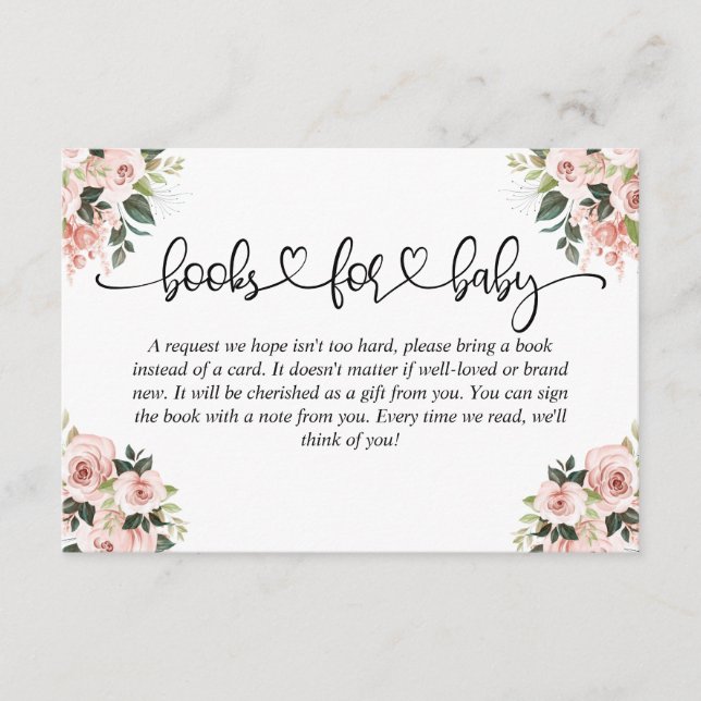 Cartão De Informações Livros para Chá de fraldas de Bebê Veado Floral (Frente)