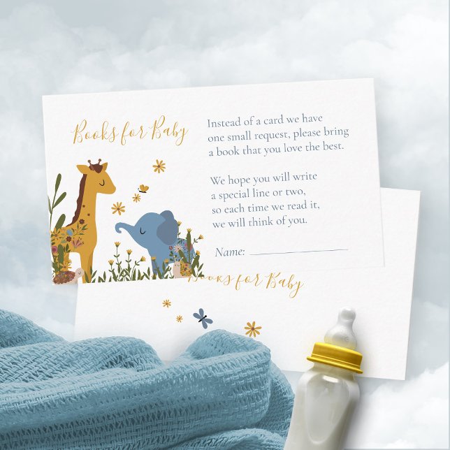 Cartão De Informações Livros para Chá de fraldas de Bebês Cuecas (Books for Baby Cute Baby Animals Baby Shower Enclosure Card ©Susanne Sachers - Sunny Mind Design 🌞)