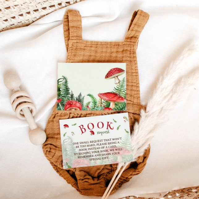 Cartão De Informações Livros para Chá de fraldas de Cogumelo para Bebê (Criador carregado)