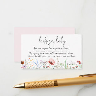 Cartão De Informações Livros para Chá de fraldas de flores silvestres be