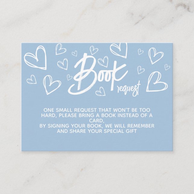 Cartão De Informações Livros para Chá Moderno Azul Bebê (Frente)