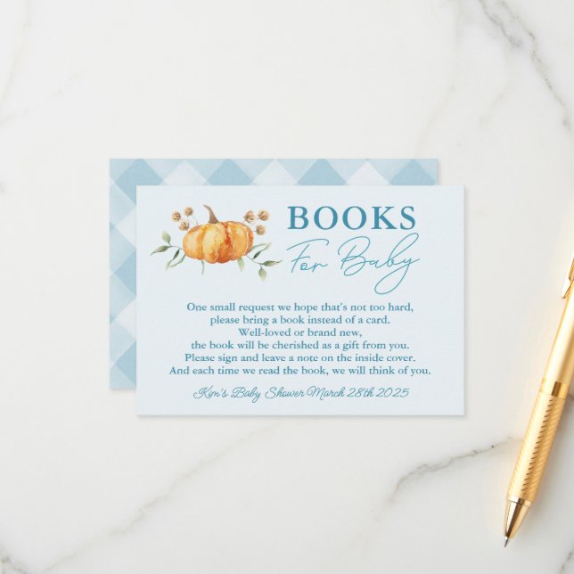 Cartão De Informações Livros para Chás de Bebê do Meu Pequeno Menino Abó (Frente/Verso In Situ)