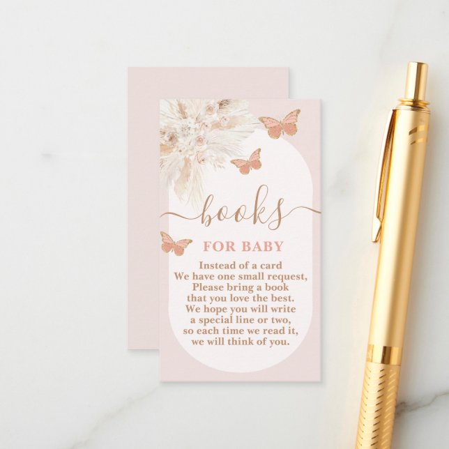 Cartão De Informações Livros para Chás de fraldas de borboletas para beb (Frente/Verso In Situ)
