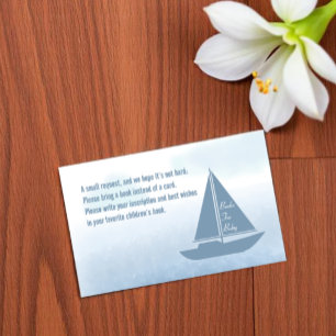 Cartão De Informações Livros Para Chuvaveiro Bebê Menino Azul Barco à Ve