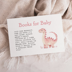 Cartão De Informações Livros para Chuvinha de Bebê Menina Dinossauro Ros