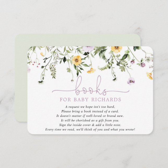 Cartão De Informações Livros para flores primaveras silvestres de lavand (Frente/Verso)