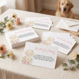 Cartão De Informações Livros para o Banho de Bebê Menina Little Golden G