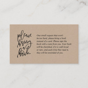 Cartão De Informações Livros para o bebê, Creative rustic kraft Script