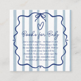 Cartão De Informações Livros para o Bebê Cute Blue Listras Baby Shower