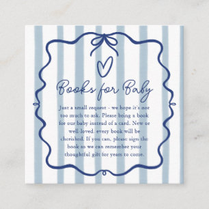 Cartão De Informações Livros para o Bebê Cute Blue Listras Baby Shower