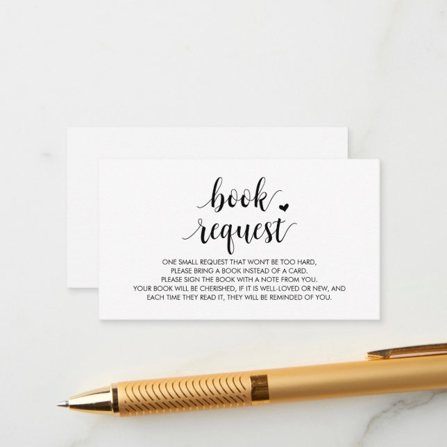 Cartão De Informações Livros para o bebê, Enclo de Script Preto Moderno  (Frente/Verso In Situ)