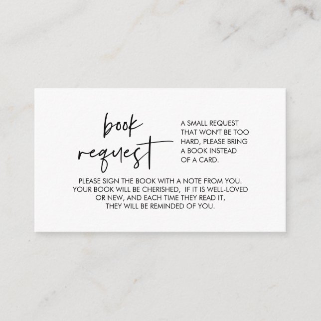 Cartão De Informações Livros para o bebê, fonte moderna mínima (Frente)