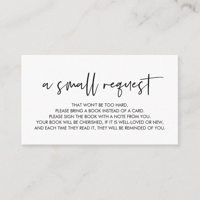 Cartão De Informações Livros para o bebê, fonte moderna mínima (Frente)