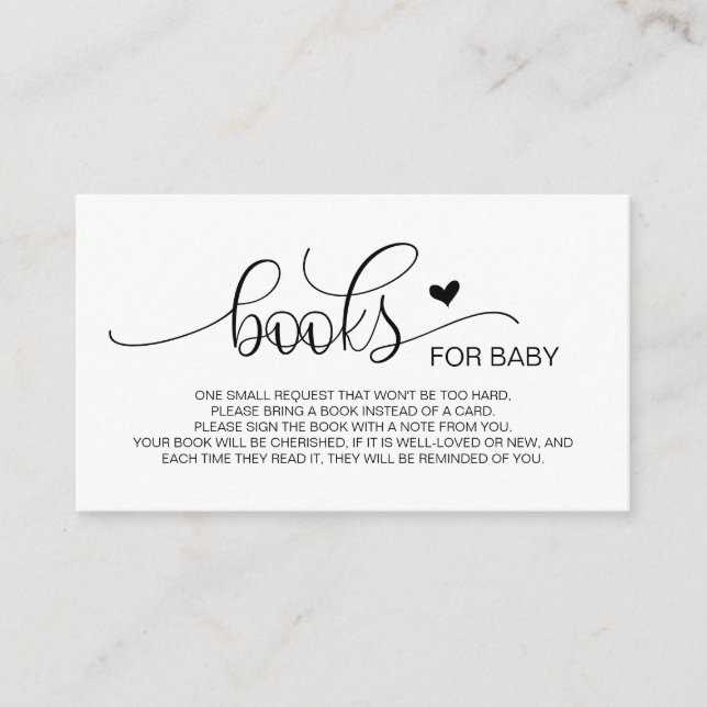 Cartão De Informações Livros para o bebê, Manuscrito Preto (Frente)