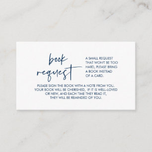 Cartão De Informações Livros para o bebê, Marinho mínimo moderno azul