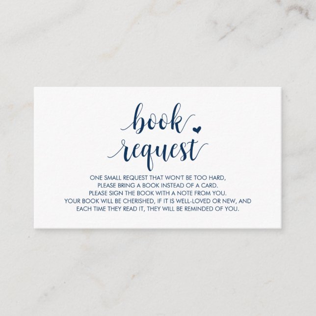 Cartão De Informações Livros para o bebê, moderno, Marinho azul-roteiro (Frente)