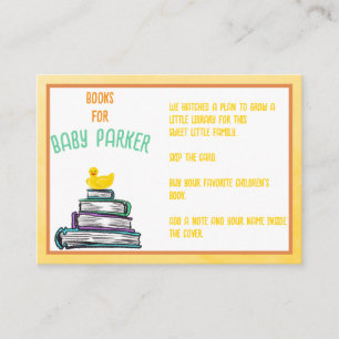 Cartão De Informações Livros para o Bebê Pato de Borracha