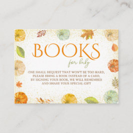 Cartão De Informações Livros Para o Bebê Pumpkin Fall Baby Shower