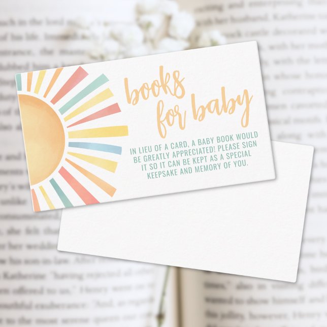 Cartão De Informações Livros Para O Bebê Raios De Chá de fraldas Sol (Sunshine Sun Baby Shower Diaper Raffle Enclosure Card)