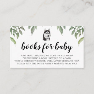 Cartão De Informações Livros para o Bebê Siberian Husky Boho Greenery