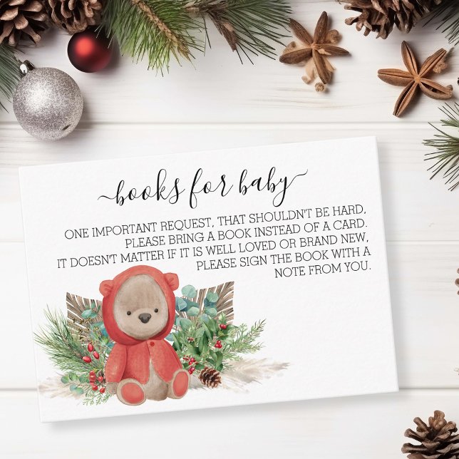Cartão De Informações Livros para o Bebê Teddy Bear Boho Natal (Criador carregado)