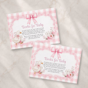 Cartão De Informações Livros para o Chá de Bebê da Menina Gansa Boba